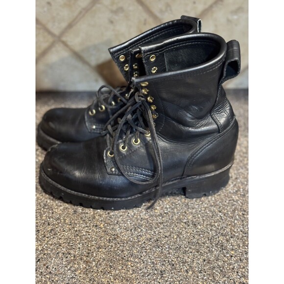 Boot World Men's Lace Up Boots Leather Steel Toe Logger Firemen Linemen Sz 8 - Picture 7 of 9